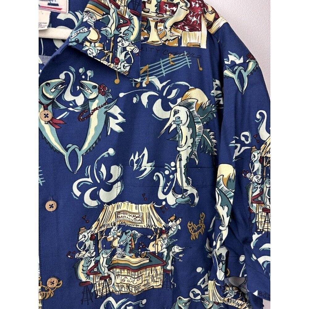 Bluewater Rat Pack Jazz Piano Bar‎ Fish Tropical Camp Shirt Hawaiian Mens XL USA - Picture 6 of 9